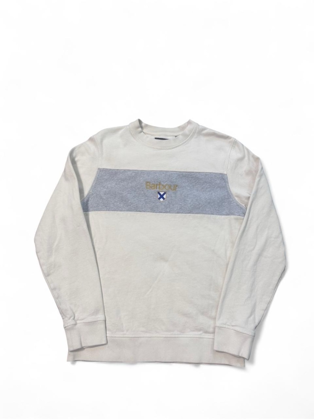 Barbour honour panel embroidered crewneck sweatshirt cream M mens